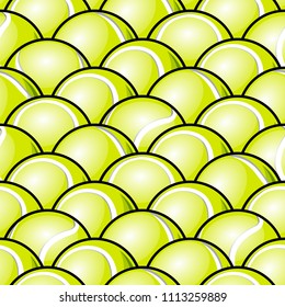 Seamless pattern with tennis ball graphics. Vector illustration. Ideal for wallpaper, packaging, fabric, textile, wrapping paper design and any kind of decoration.