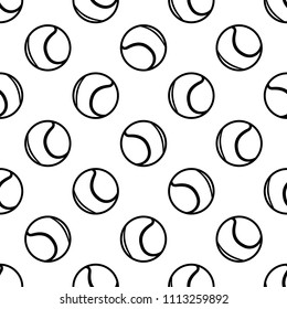 Seamless pattern with tennis ball graphics. Vector illustration. Ideal for wallpaper, packaging, fabric, textile, wrapping paper design and any kind of decoration.