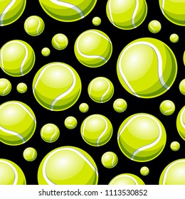 Seamless pattern with tennis ball graphics. Vector illustration. Ideal for wallpaper, packaging, fabric, textile, wrapping paper design and any kind of decoration.