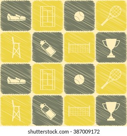 Seamless pattern with tennis icons for your design