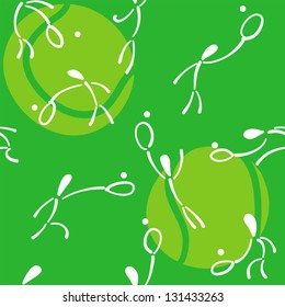 Seamless Pattern With Tennis People And Balls.
