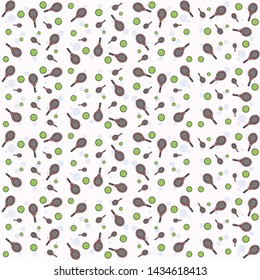 Seamless pattern with tennis racket and tennis ball illustration