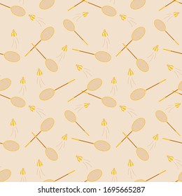 Seamless pattern with tennis rackets and shuttlecocks. Vector illustration