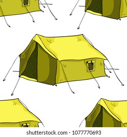 seamless pattern tent for trekking in nature  vector illustration