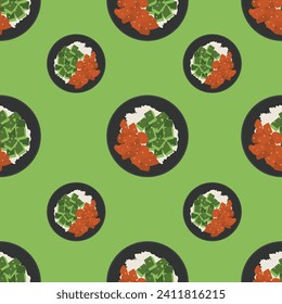 seamless pattern teriyaki with cucumber illustration