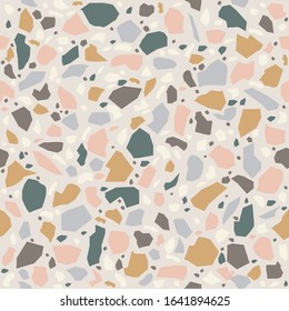 Seamless pattern, terrazzo mosaic. Vector object