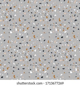 Seamless pattern in terrazzo style. Marble stone texture. Vector abstract background.