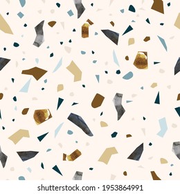 Seamless pattern in terrazzo style. Natural color concrete print