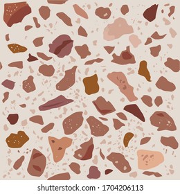 Seamless pattern with terrazzo texture. Terrazzo design with sandy colors.