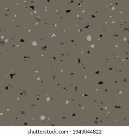 Seamless pattern of terrazzo texture, isolated on a grey background. Abstract pattern in black and grey colors. Trendy background for web and print design.