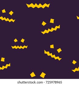 Seamless Pattern of Terrible Scary Halloween Face, Face for Jack-o-Lantern, Vector Illustration