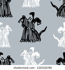 Seamless pattern of terriers sketches