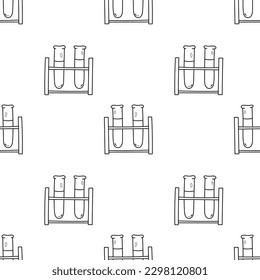 Seamless pattern with test tube rack hand drawn doodle outline vector