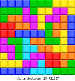 Seamless Pattern Of The Tetris Game Elements