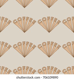 Seamless pattern with text, Coffee. Hand drawn light rays vector illustration. Background texture for print, textile, web, home decor, poster, card, t-shirt, or any use.