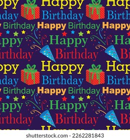 elemento de cumpleaños feliz de texto de patrón transparente