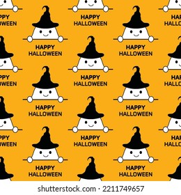 Nahtlose Muster Text glücklich halloween mit süßem Baby Geist.