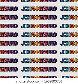 Seamless pattern text of johannesburg africa in colourful scheme for souvenir or printing