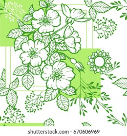 Seamless pattern for textile, fabric, paper, Wallpaper, school notebooks.. Rose black and white floral elements. Superior design, unique vector.