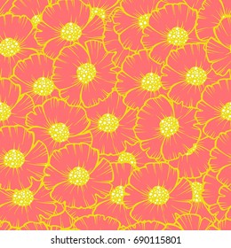 Seamless pattern for textile, fabric, paper, Wallpaper, school notebooks.. Poppies floral elements. Superior design, unique vector.