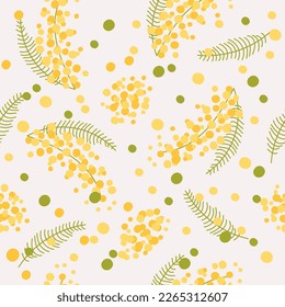 seamless pattern for textile mimosa flowers on white

