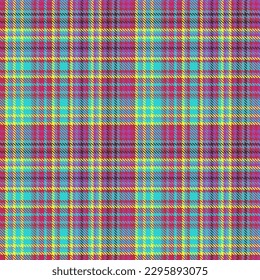 Seamless pattern textile. Plaid fabric vector. Check tartan texture background in pastel and cyan colors.