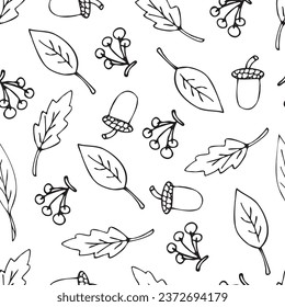 seamless pattern. textile. pattern. style. autumn. leaf fall. bear. basket with mushrooms. mushrooms. doodle drawing. postcard. background picture. actual colors.