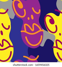 Seamless pattern for textile with woman faces.