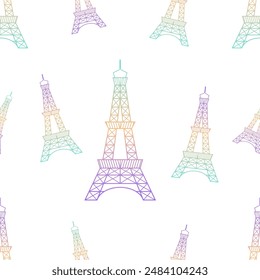 seamless pattern for textiles with eiffel tower gradient