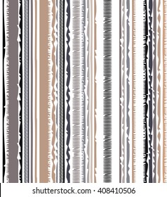 Seamless pattern textiles fabric. Drawing beige vertical strips. Uneven edge ornament vintage. Portiere graphics drawing.
