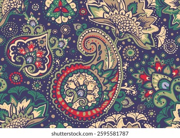 Seamless pattern for textiles, tapestry, wallpaper or wrapping paper in oriental Paisley style