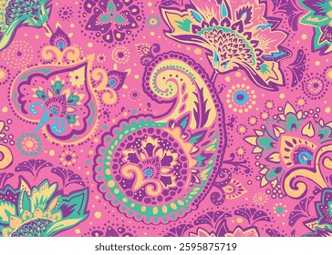 Seamless pattern for textiles, tapestry, wallpaper or wrapping paper in oriental Paisley style