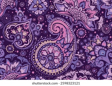 Seamless pattern for textiles, tapestry, wallpaper or wrapping paper in oriental Paisley style