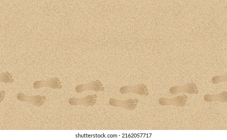 Seamless pattern Texture background Footprints of human feet on the Sand Beach background.Vector illustration Backdrop Endless Brown Beach sand dune with barefoot for Summer banner background.