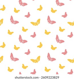 Seamless pattern and texture with butterflies, vector illustration.