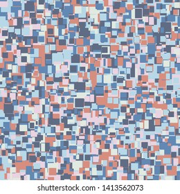 Seamless pattern. Texture composed of intersections of randomly arranged rounded squares. The colors of spring fashion.