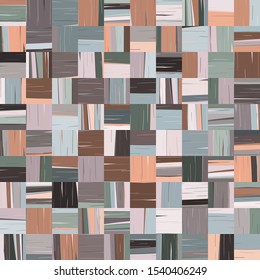 Seamless pattern. The texture consists of striped squares resembling parquet elements. Non repeating elements. Suitable for flooring.