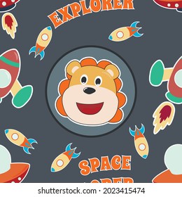 Seamless pattern texture with cute little astronaut with cartoon style Creative vector childish background for fabric textile nursery background baby clothes poster wrapping paper and other decoration