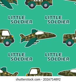 Seamless pattern texture with cute little soldier with cartoon style, Creative vector childish background for fabric textile, nursery background baby clothes poster wrapping paper and other decoration
