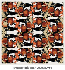 seamless pattern with texture dog breeds. vector design for paper, fabric and other surfaces