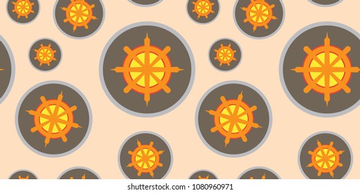 seamless pattern texture drawing buddha symbol, dharmachakra vector icon illustration background