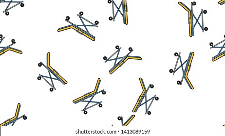 Seamless pattern texture of endless recurring medical beds with wheels, gurney from emergency hospital on white background. Vector illustration