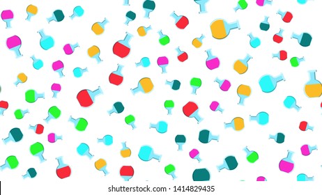 Seamless pattern texture of endless repeating round multi-colored medical chemical glass scientific test tubes of flasks cans on white background. Vector illustration