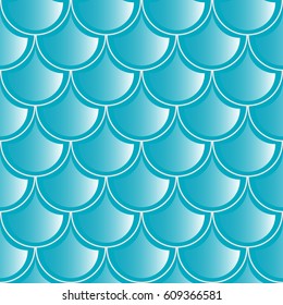 Seamless pattern. Texture of fish scales and waves. Bright marine color. Ideally smooth seam. 