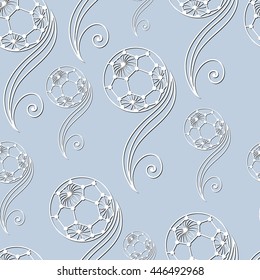 Seamless pattern (texture) with football balls. Soccer infinite background. Suitable for design: cloth, web, wallpaper, wrapping. Vector illustration.