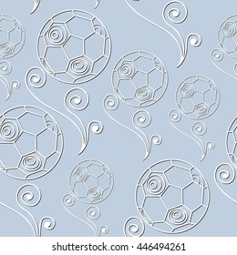 Seamless pattern (texture) with football balls. Soccer infinite background. Suitable for design: cloth, web, wallpaper, wrapping. Vector illustration.