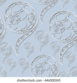 Seamless pattern (texture) with football balls. Soccer infinite background. Suitable for design: cloth, web, wallpaper, wrapping. Vector illustration.