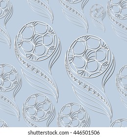 Seamless pattern (texture) with football balls. Soccer infinite background. Suitable for design: cloth, web, wallpaper, wrapping. Vector illustration.