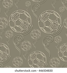 Seamless pattern (texture) with football balls. Soccer infinite background. Suitable for design: cloth, web, wallpaper, wrapping. Vector illustration.