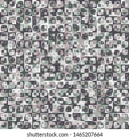 Seamless pattern. Texture formed from squares and rings. Camouflage style. Not bright colors.